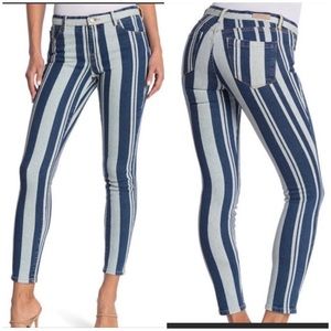 Blank NYC The Bond Blue Stripe Mid Rise Skinny Jeans Women Sz 27 NWT